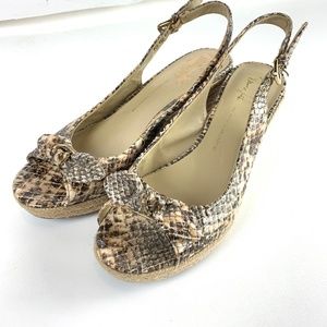 FRANCO SARTO  L-Camino Espadrille Faux Snake Slingback Peep Toe Wedge Size 8